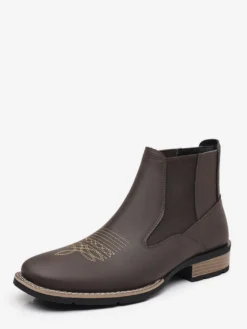 Bottes de cowboy western pour hommes bottines Chelsea à bout carré bottines décontractées à broderies rétro