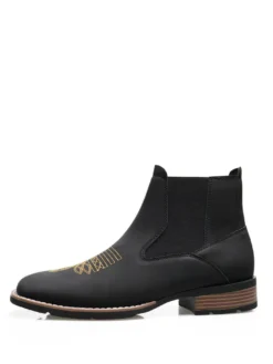 Bottes de cowboy western pour hommes bottines Chelsea à bout carré bottines décontractées à broderies rétro