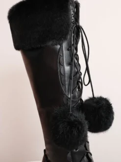 Bottes de lolita avec noeud à talons épais Déguisements Halloween