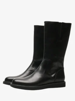 Bottes De Travail Hommes En Cuir De Vachette Bottes Hautes Classiques Noires