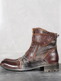 Bottes de travail Martin pour hommes en cuir de vachette classique noir bottines courtes à lacets