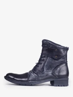 Bottes de travail Martin pour hommes en cuir de vachette classique noir bottines courtes à lacets
