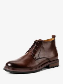 Bottes de travail Martin pour hommes Bottines chics en cuir de vachette marron café