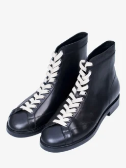Bottes de travail Martin pour hommes en cuir de vachette classique marron foncé à lacets bottines courtes