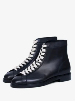 Bottes de travail Martin pour hommes en cuir de vachette classique marron foncé à lacets bottines courtes