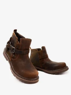 Bottes de travail pour hommes Chelsea Boots en cuir de vachette classique marron café bottines courtes
