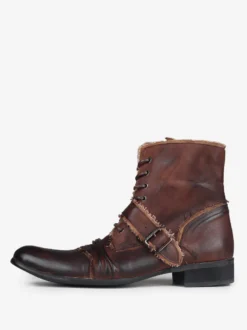 Bottes de travail vintage pour hommes en cuir de vachette classique marron café Chukka bottines courtes zippées à la cheville