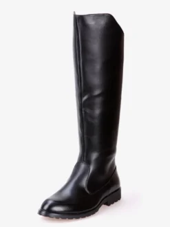 Bottes d'équitation noires pour hommes bout rond style militaire