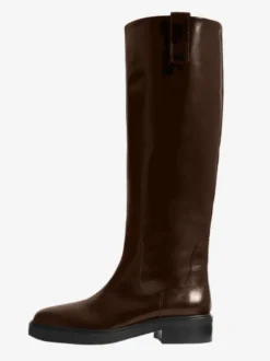 Bottes d'équitation noires pour femmes bottes plates à bout rond et hauteur genou