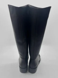 Bottes d'équitation noires pour femmes bottes plates à bout rond et hauteur genou