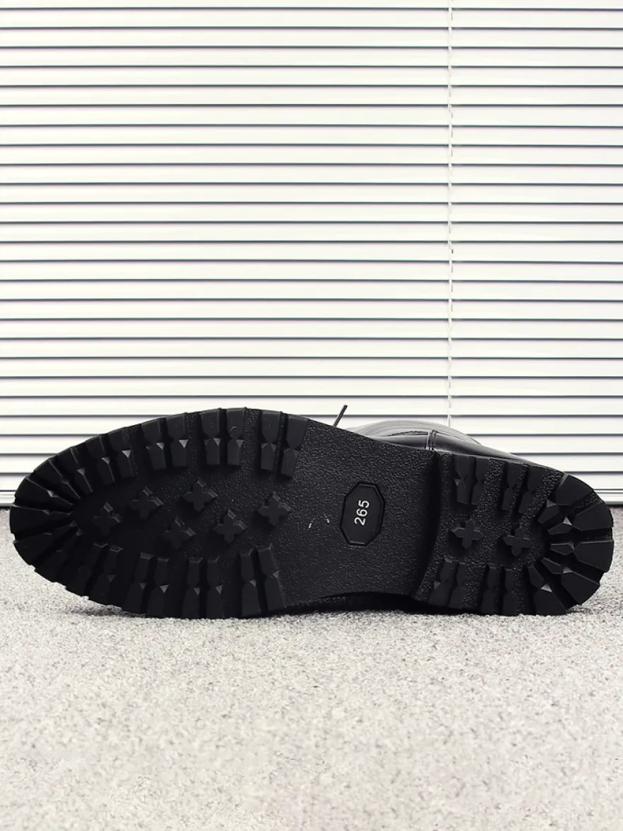 Bottes d'équitation pour hommes noires à bout rond et à lacets montantes jusqu'aux genoux