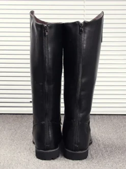 Bottes d'équitation pour hommes noires à bout rond et à lacets montantes jusqu'aux genoux