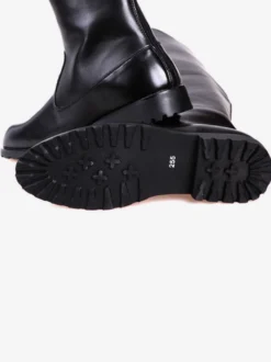 Bottes d'équitation pour hommes noires bout rond boucle montantes jusqu'aux genoux