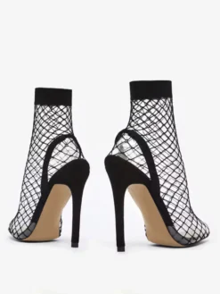 Bottes d'été noires bout pointu Plaid PVC Synthétique polyuréthane Plaid bottes d'été pour les femmes