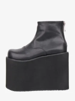 Bottes Gothic Lolita à plateforme bout rond en cuir PU noir hauteur cheville