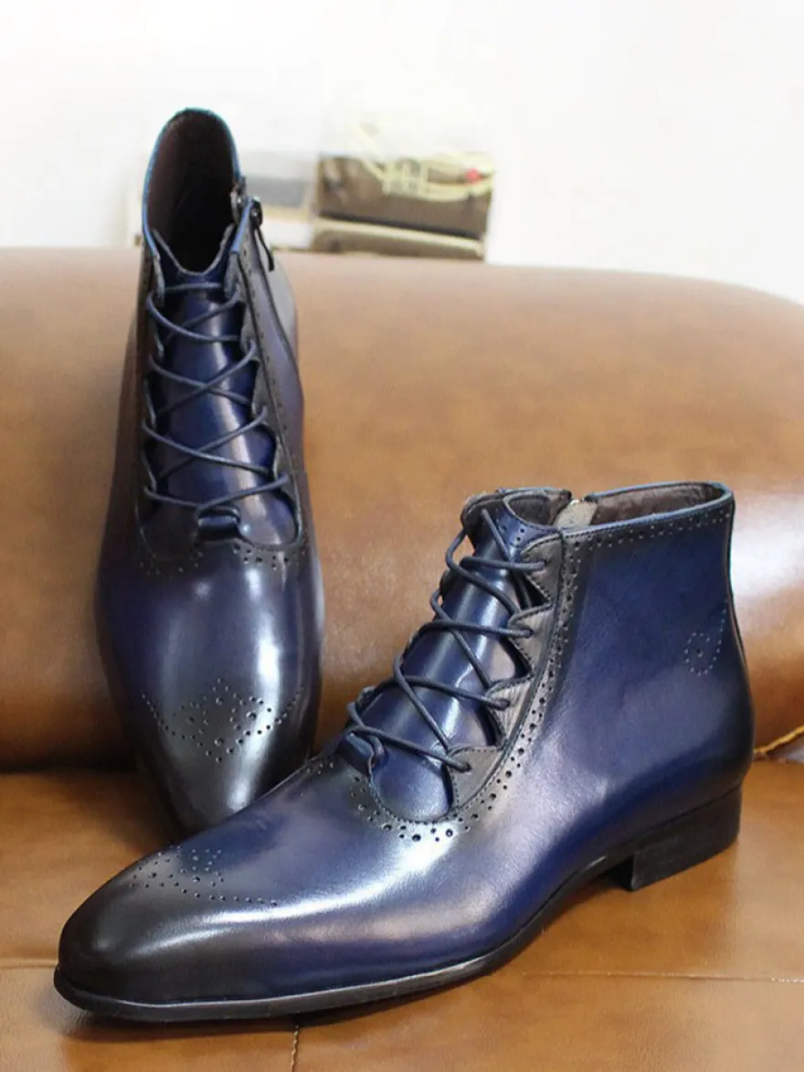 Bottes habillées pour hommes bottines en cuir véritable faites à la main