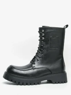 Bottes habillées pour hommes bout arrondi semelle épaisse lacets bottes courtes formelles