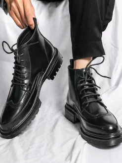 Bottes habillées pour hommes bottines Derby à bout golf bout rond et semelle épaisse