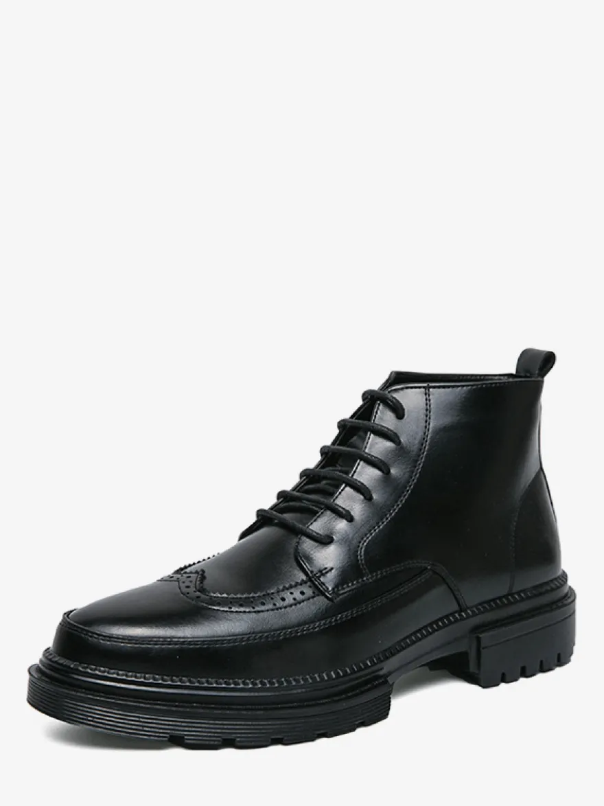 Bottes habillées pour hommes bottines Derby à bout golf bout rond et semelle épaisse