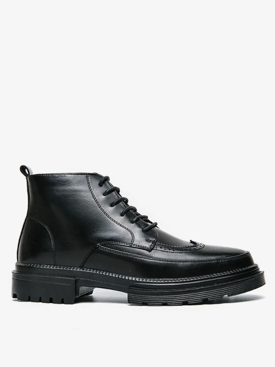 Bottes habillées pour hommes bottines Derby à bout golf bout rond et semelle épaisse