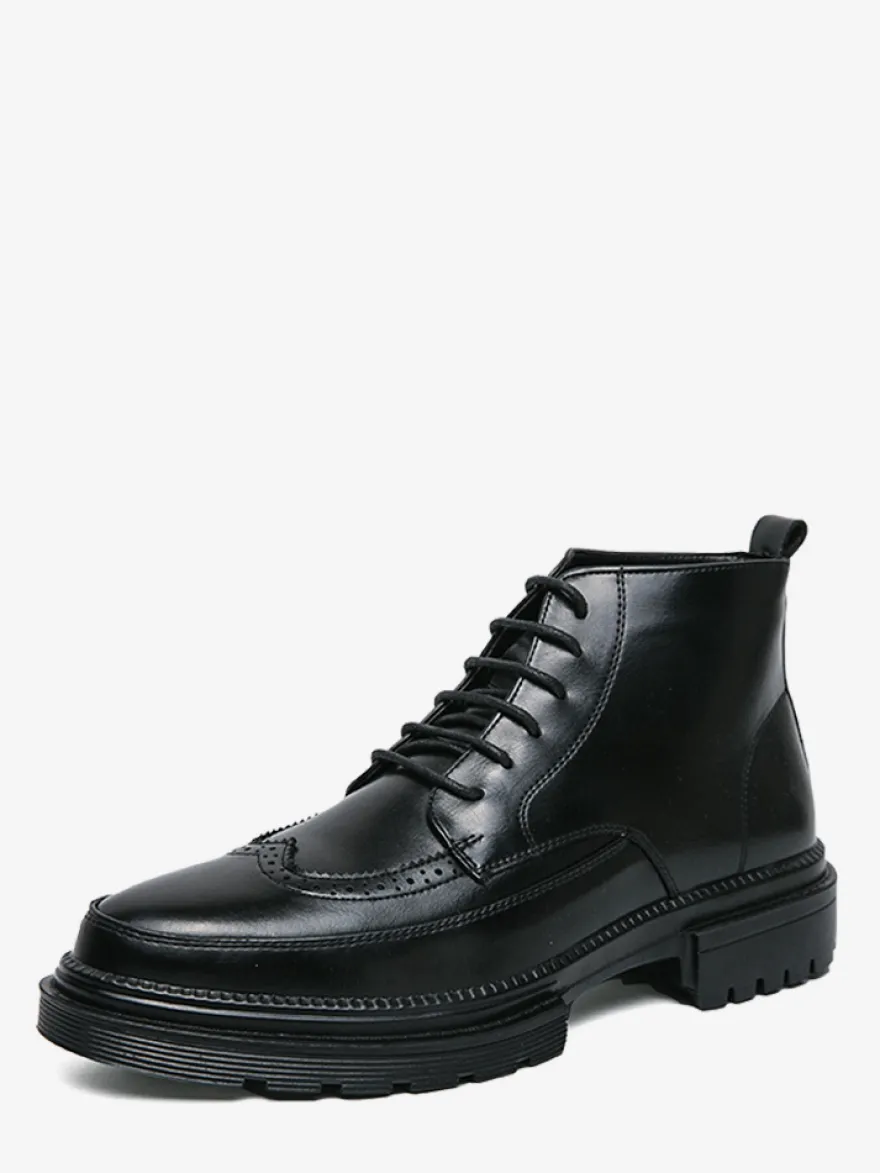 Bottes habillées pour hommes bottines Derby à bout golf bout rond et semelle épaisse