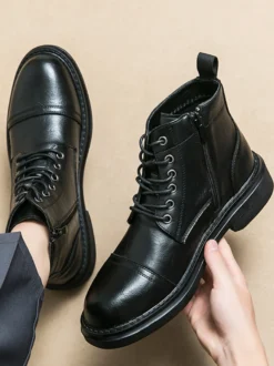 Bottes habillées pour hommes bottes derby à bout droit bottines formelles à semelle épaisse