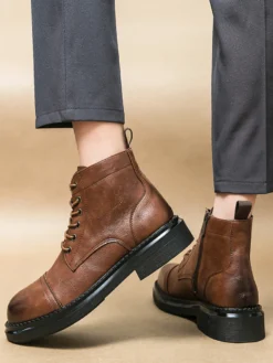 Bottes habillées pour hommes bottes derby à bout droit bottines formelles à semelle épaisse