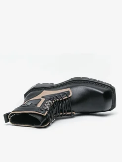 Bottes habillées pour hommes bout carré semelle épaisse lacets bottes en cuir