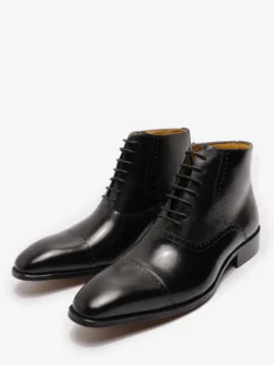 Bottes habillées pour hommes chaussures britanniques à bout pointu à lacets et à bout rapporté en cuir