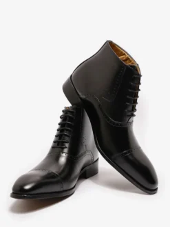Bottes habillées pour hommes chaussures britanniques à bout pointu à lacets et à bout rapporté en cuir