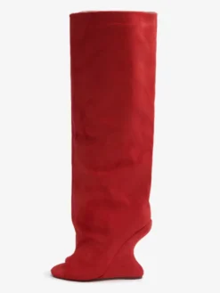 Bottes hautes en daim pour femmes bout ouvert talons hauts.