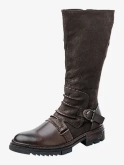 Bottes Hautes Hommes En Cuir En Boucle Bottes De Chevalier Classique Marron Café