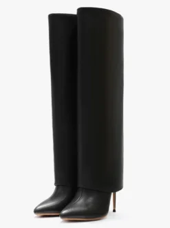Bottes hauteur genou repliées à bout pointu noires