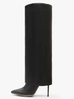 Bottes hauteur genou repliées à bout pointu noires