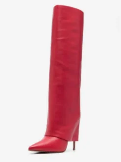 Bottes hauteur genou repliées à bout pointu noires