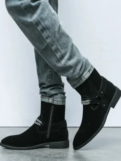 Bottes Homme Chukka Boots Cuir Daim Bout Rond
