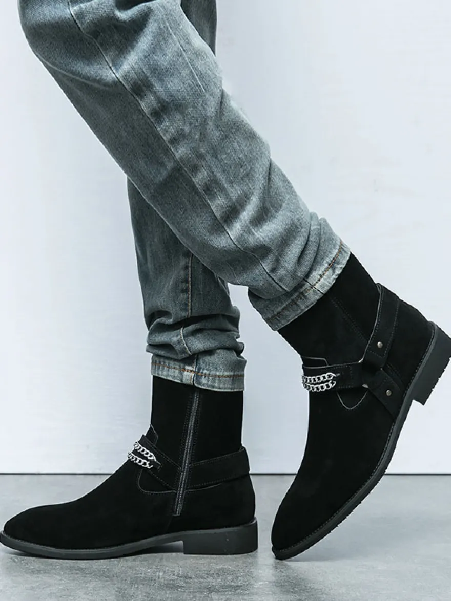 Bottes Homme Chukka Boots Cuir Daim Bout Rond