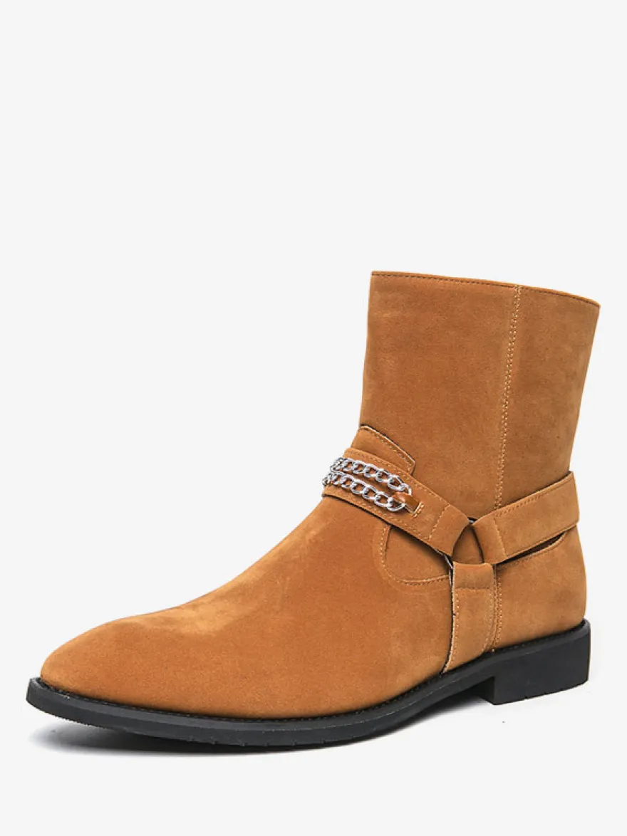 Bottes Homme Chukka Boots Cuir Daim Bout Rond