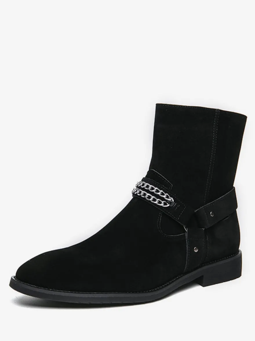 Bottes Homme Chukka Boots Cuir Daim Bout Rond