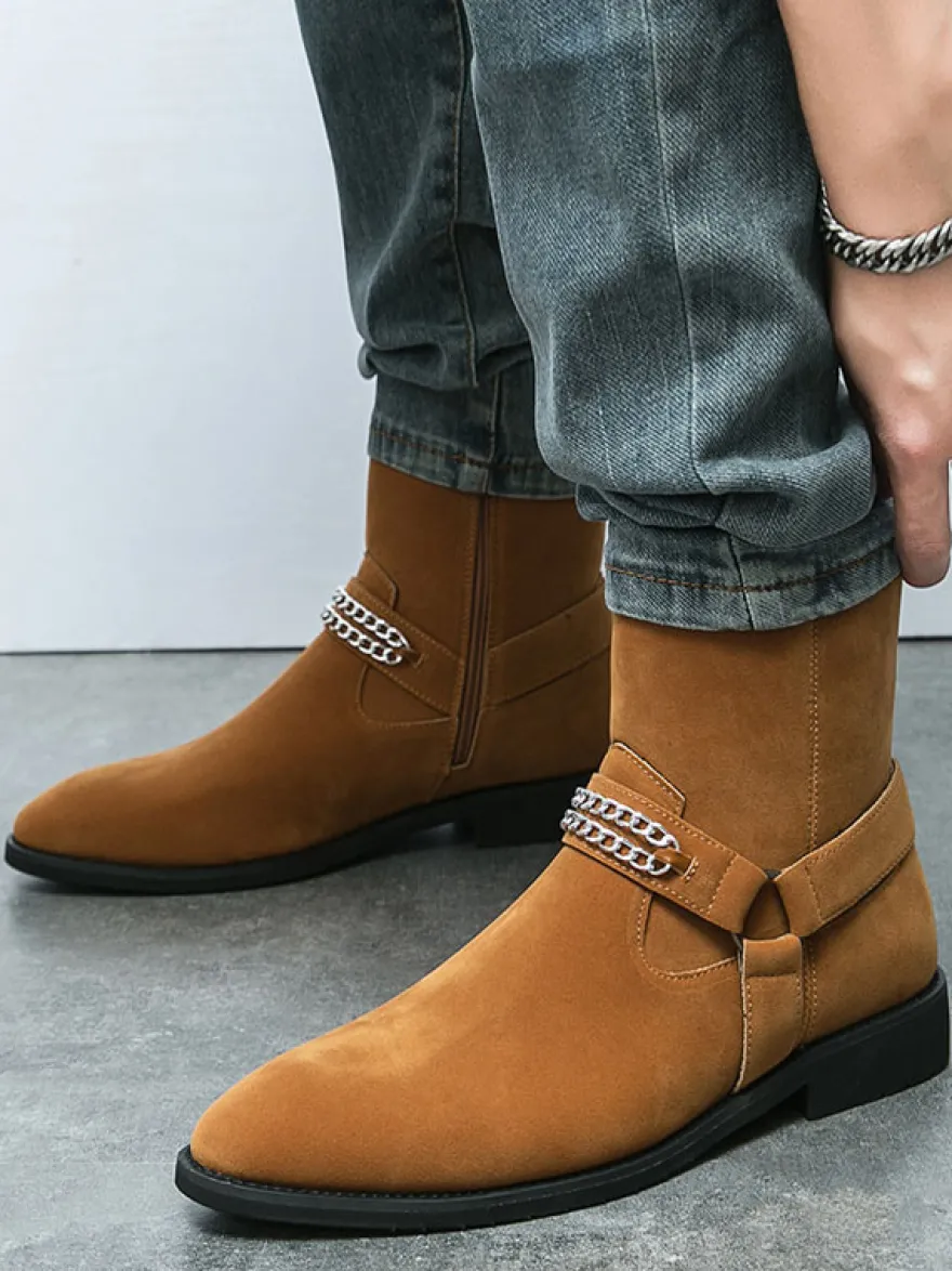 Bottes Homme Chukka Boots Cuir Daim Bout Rond
