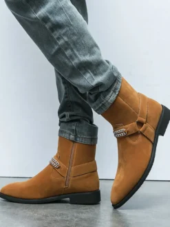 Bottes Homme Chukka Boots Cuir Daim Bout Rond