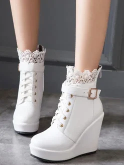 Bottes Lolita classiques Chaussures à lacets à lacets et chaussures noires Lolita
