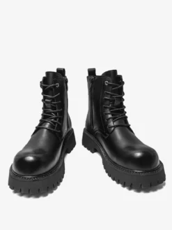 Bottes Martin noires pour hommes bottines à lacets à bout rond