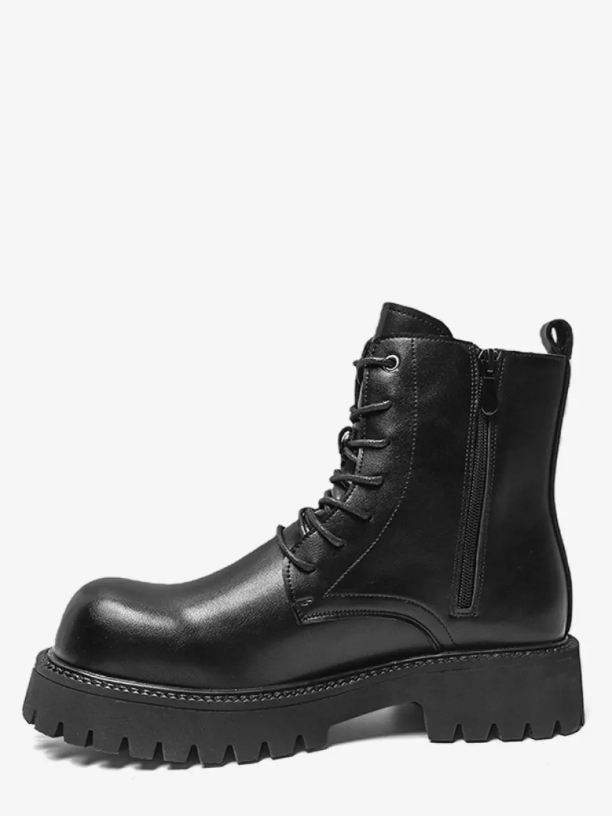 Bottes Martin noires pour hommes bottines à lacets à bout rond