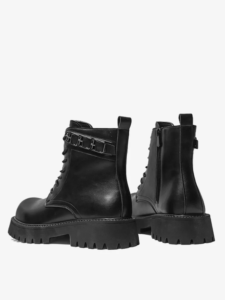 Bottes Martin noires pour hommes bottines à lacets à bout rond