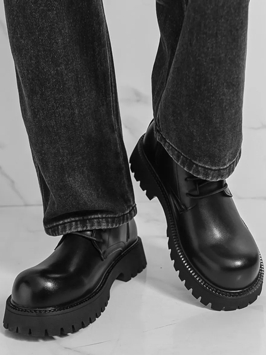 Bottes Martin noires pour hommes bottines à lacets à bout rond