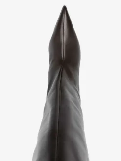 Bottes noires hautes à talon chaton et bout pointu pour femmes