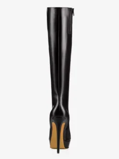 Bottes noires à plateforme et talons hauts à bout rond
