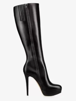 Bottes noires à plateforme et talons hauts à bout rond