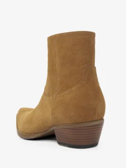 Bottes pour hommes en daim marron café bottes à bout zippé bottines à enfiler bout pointu talon moyen